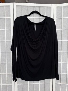 by Anthropologie Black Cowl Neck Top Size XL